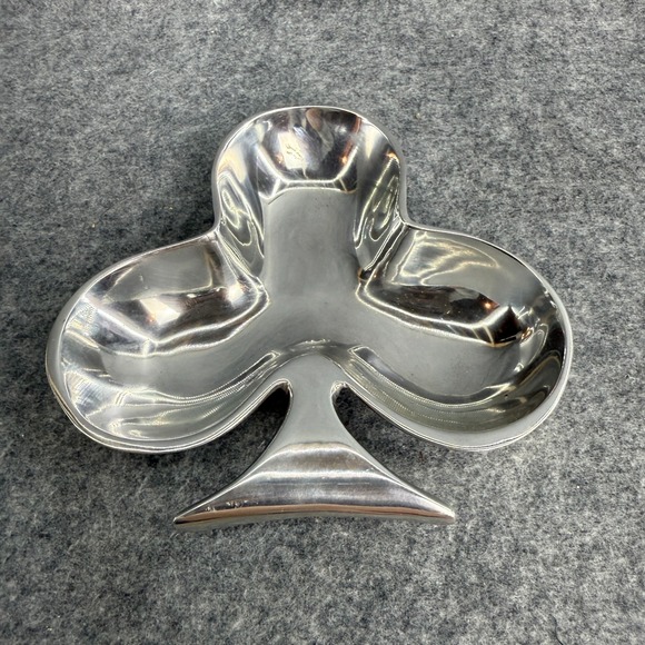 Vintage Metal Club‎ Shaped Card Theme Snack Plate Tray Silver Color Party Poker - Picture 2 of 8